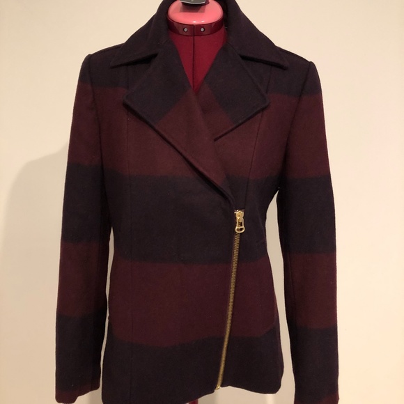 NWT Tommy Hilfiger M Burgundy Plaid  Wool Jacket - Picture 13 of 15